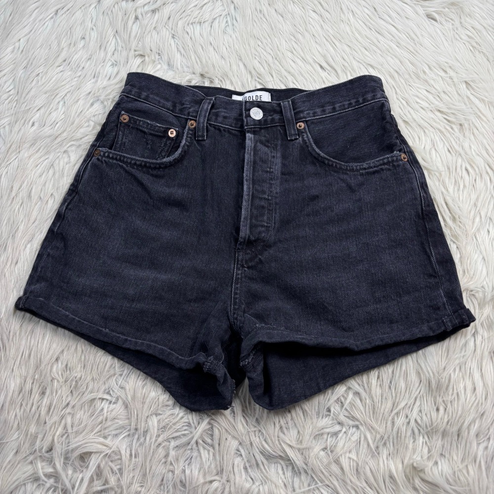 AGOLDE Women's 25 Black Wash Dee Denim Short High Rise Festival Summer Classic